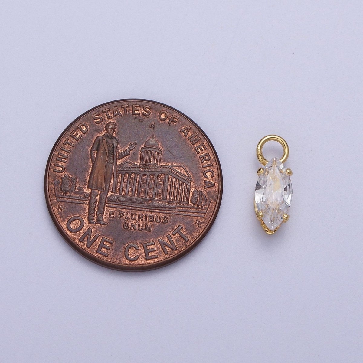 OS Gold Filled Clear Marquise Cubic Zirconia 11mm Charm | C353