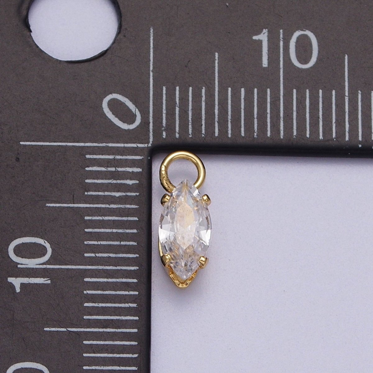 OS Gold Filled Clear Marquise Cubic Zirconia 11mm Charm | C353