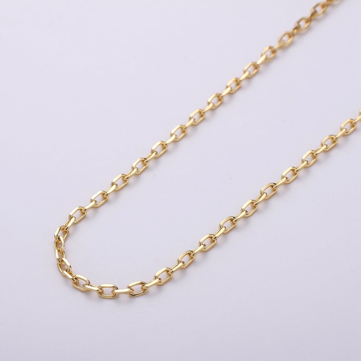 Gold Rolo Cable Chain by Yard, Oval Link Chain, Wholesale bulk Roll Chain for DIY Jewelry , Thickness 2.6 mm | ROLL-159