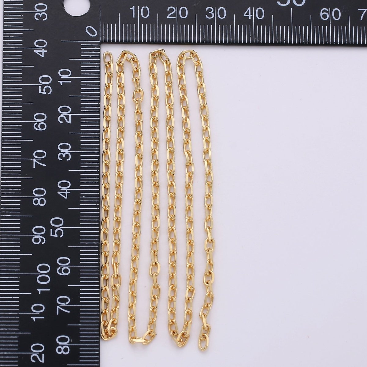 Gold Rolo Cable Chain by Yard, Oval Link Chain, Wholesale bulk Roll Chain for DIY Jewelry , Thickness 2.6 mm | ROLL-159