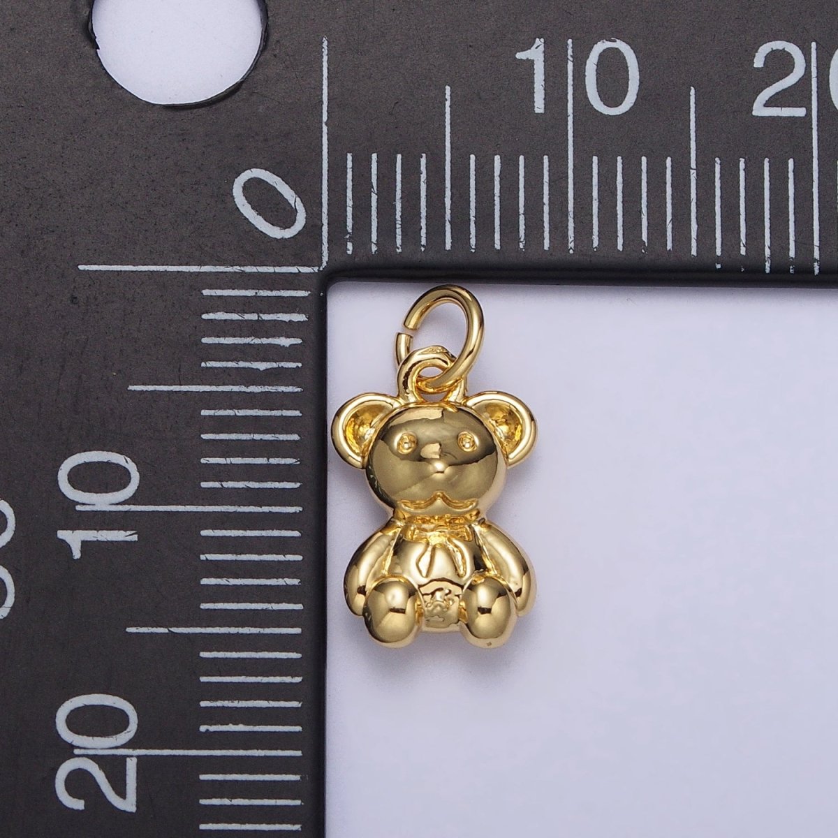 Gold Teddy Bear Animal Minimalist Mini Add-On Charm | AC215