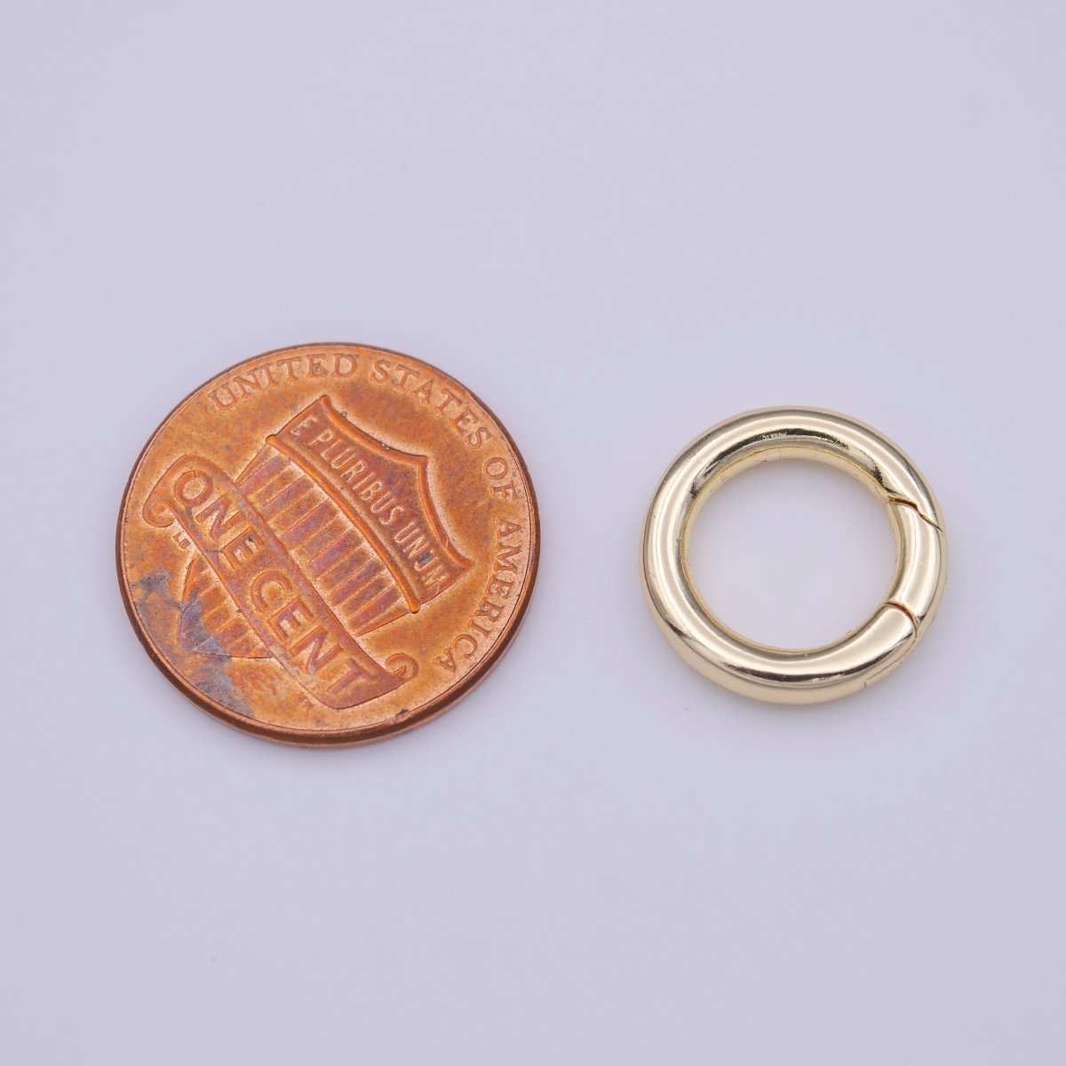 OS Minimalist Gold 13.8mm Round Spring Gate Ring Jewelry Supply | K-233