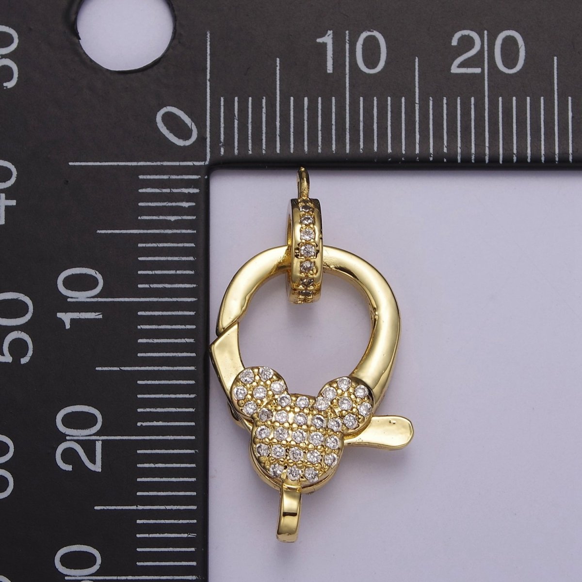 OS Pave Mickey Gold Parrot Clasps Lobster Clasp Pendant Unique Design Component Lobster Clasp for Jewelry Supply  L-723