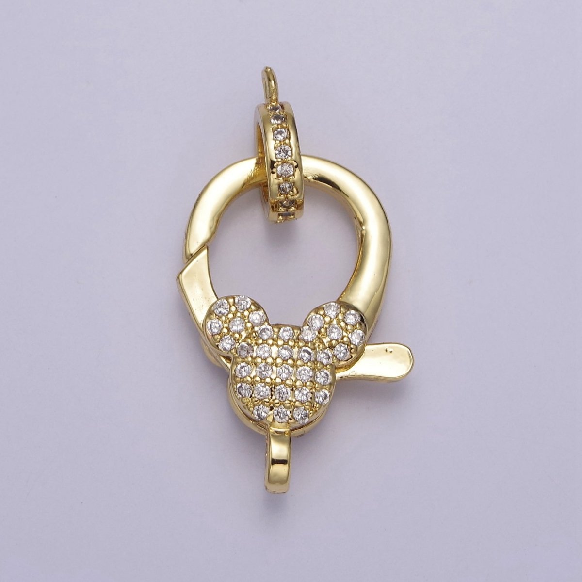 OS Pave Mickey Gold Parrot Clasps Lobster Clasp Pendant Unique Design Component Lobster Clasp for Jewelry Supply  L-723