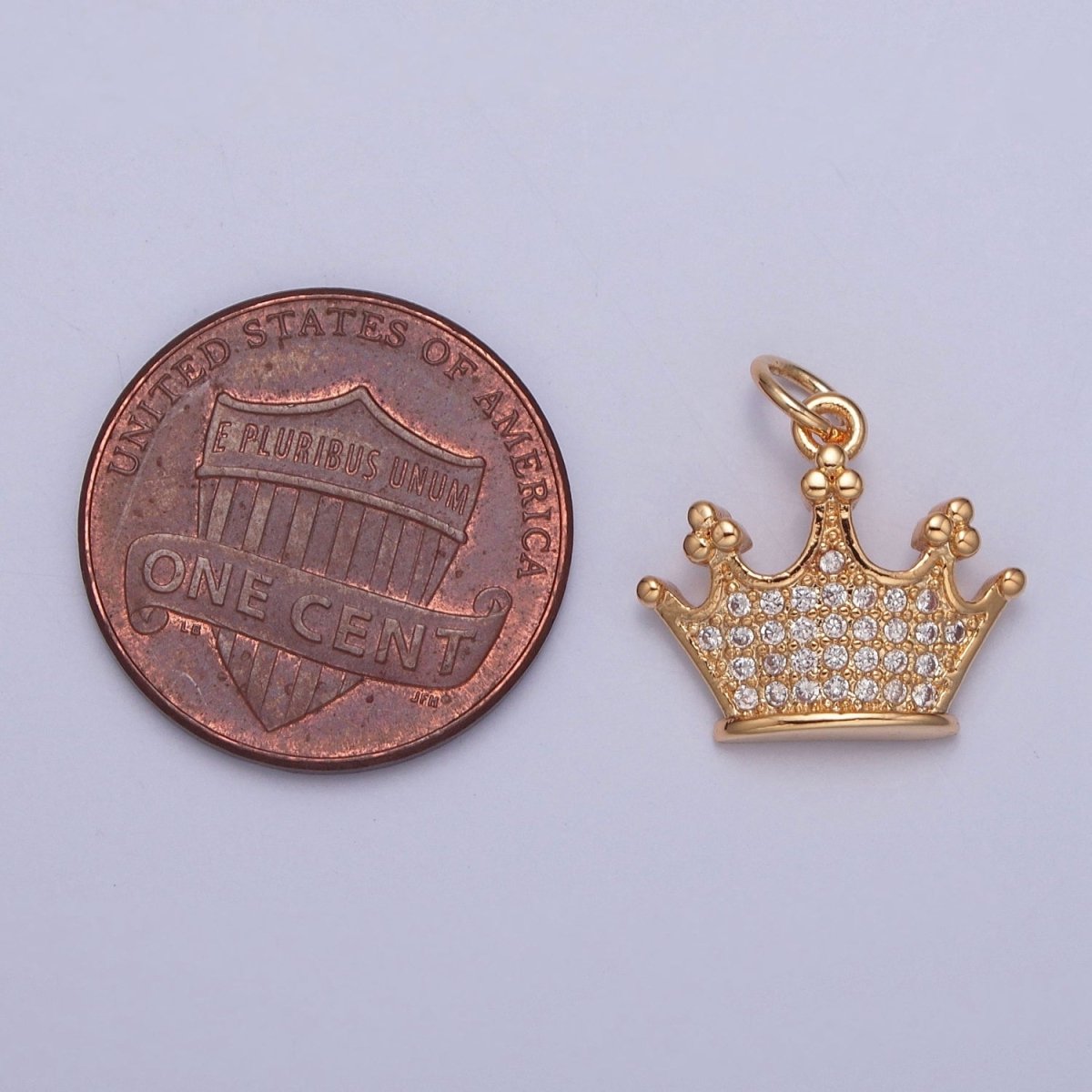 OS Royal Gold Queen's Crown Micro Paved Cubic Zirconia Jewelry Add On Charm | X-251
