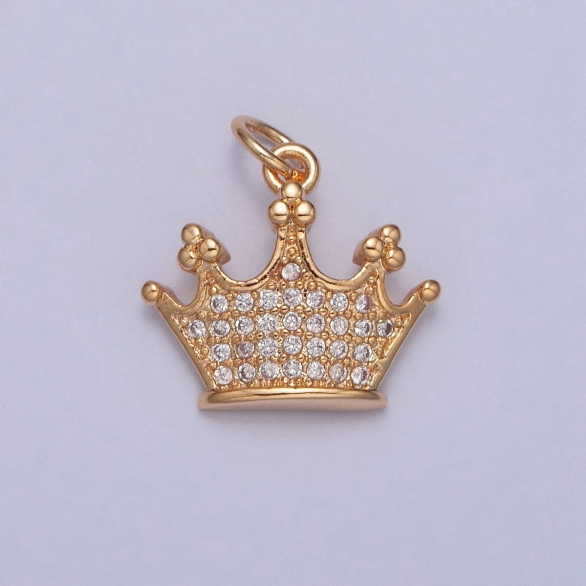 OS Royal Gold Queen's Crown Micro Paved Cubic Zirconia Jewelry Add On Charm | X-251