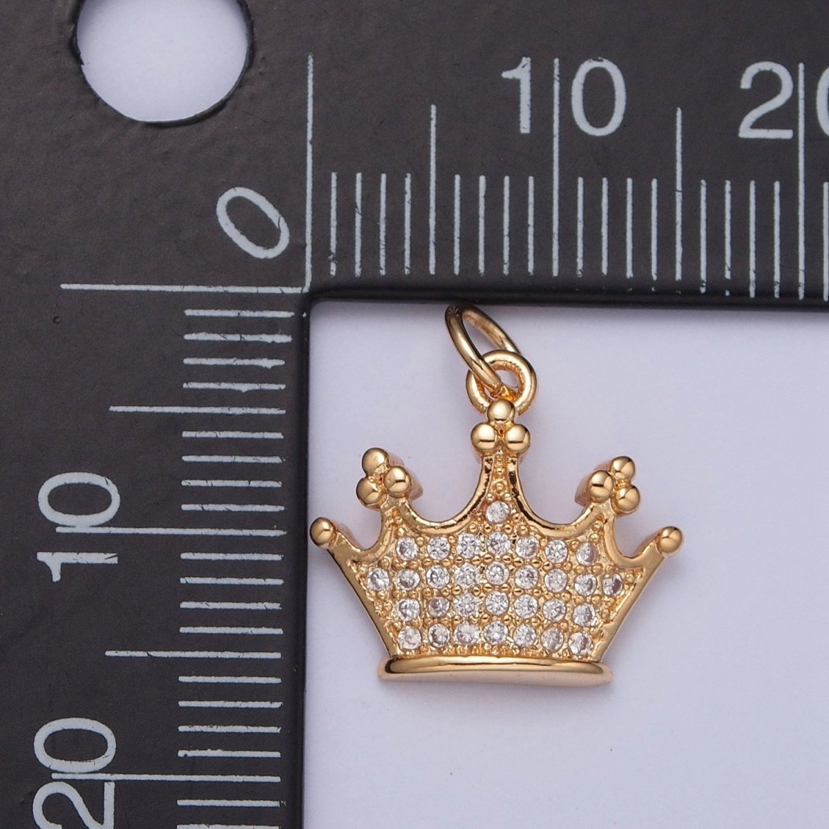OS Royal Gold Queen's Crown Micro Paved Cubic Zirconia Jewelry Add On Charm | X-251