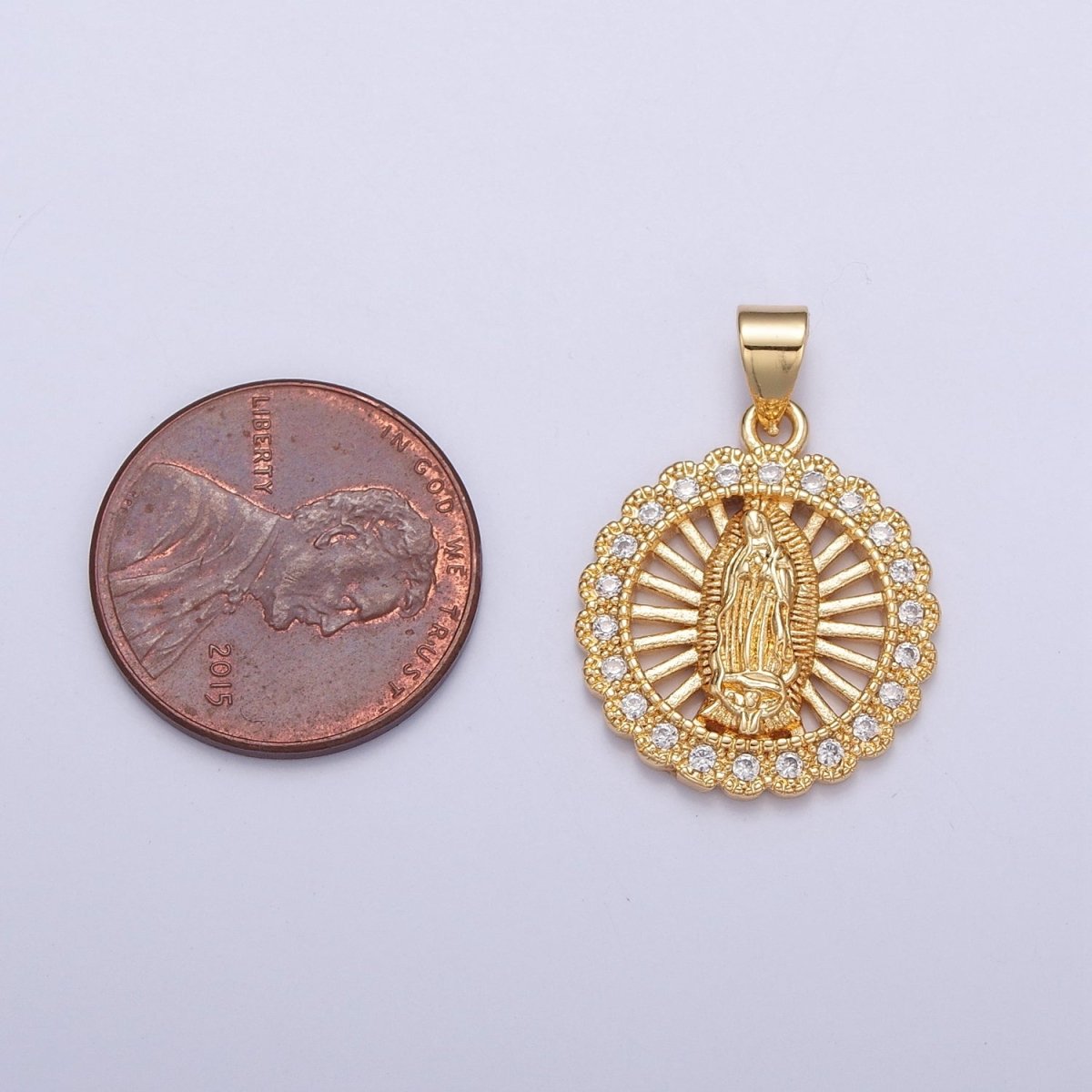 Our Lady Guadalupe Pendant, Cubic Zirconia Virgin Mary Religious Pendant For Jewelry Making H-756