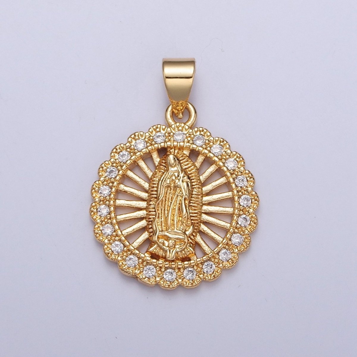 Our Lady Guadalupe Pendant, Cubic Zirconia Virgin Mary Religious Pendant For Jewelry Making H-756