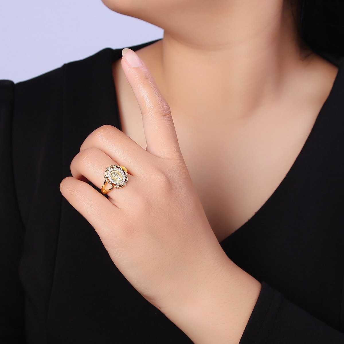 Our Lady of Guadalupe Gold Rings Virgin Mary Religious Ring O-2163