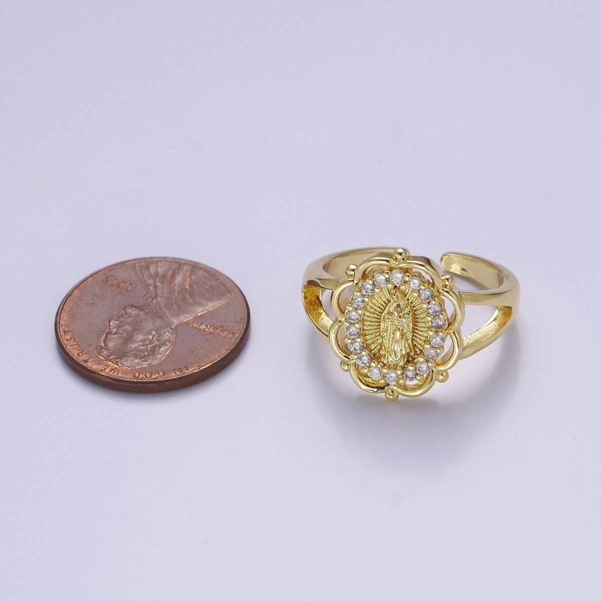 Our Lady of Guadalupe Gold Rings Virgin Mary Religious Ring O-2163