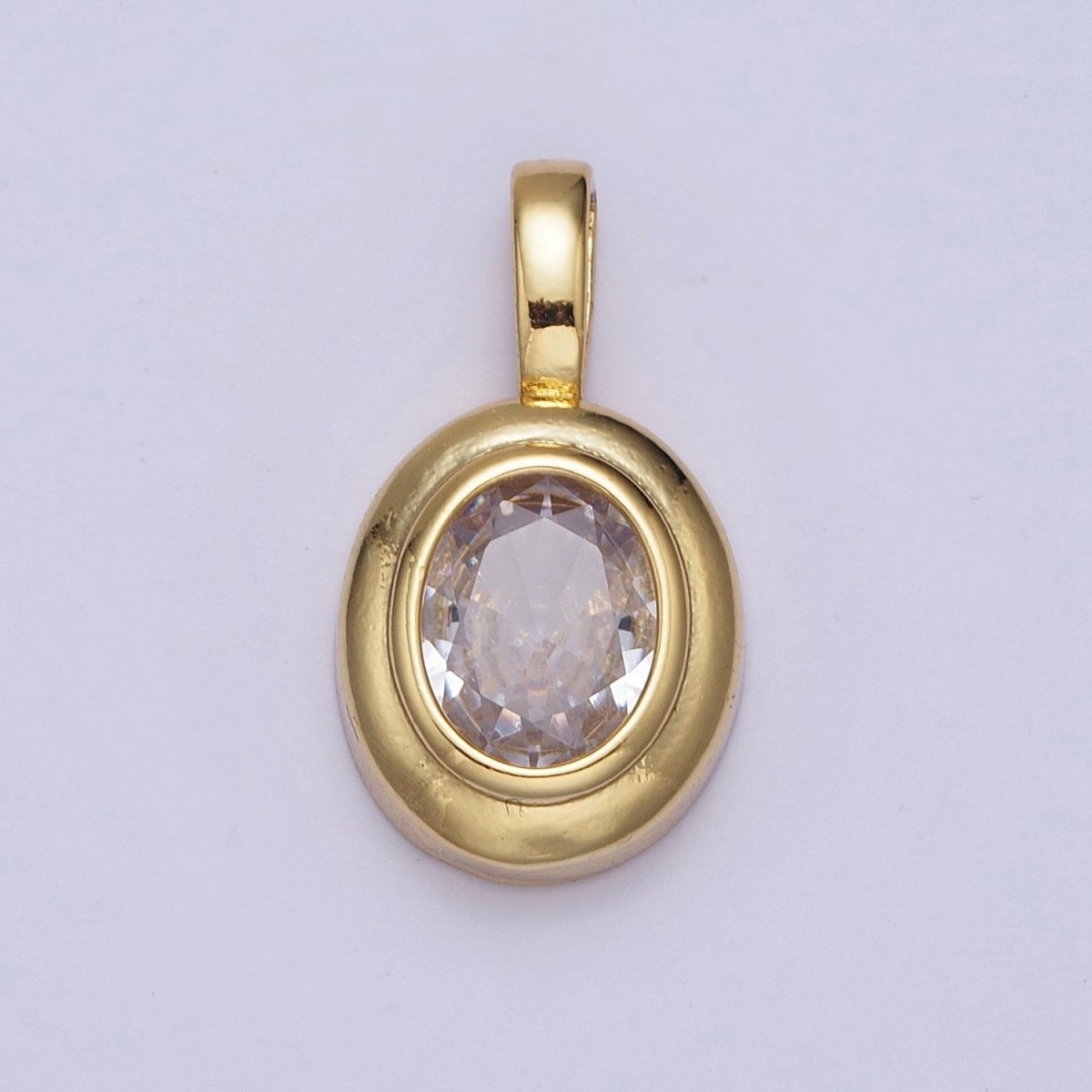 Oval Clear Cubic Zirconia Minimalist Gold Pendant For DIY Jewelry Making | X-520