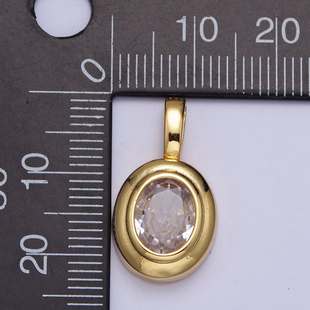 Oval Clear Cubic Zirconia Minimalist Gold Pendant For DIY Jewelry Making | X-520