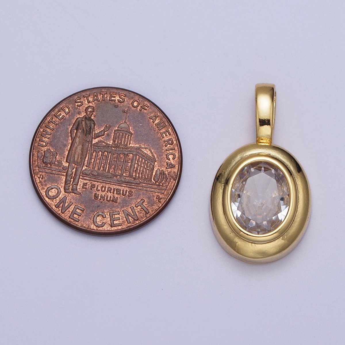 Oval Clear Cubic Zirconia Minimalist Gold Pendant For DIY Jewelry Making | X-520
