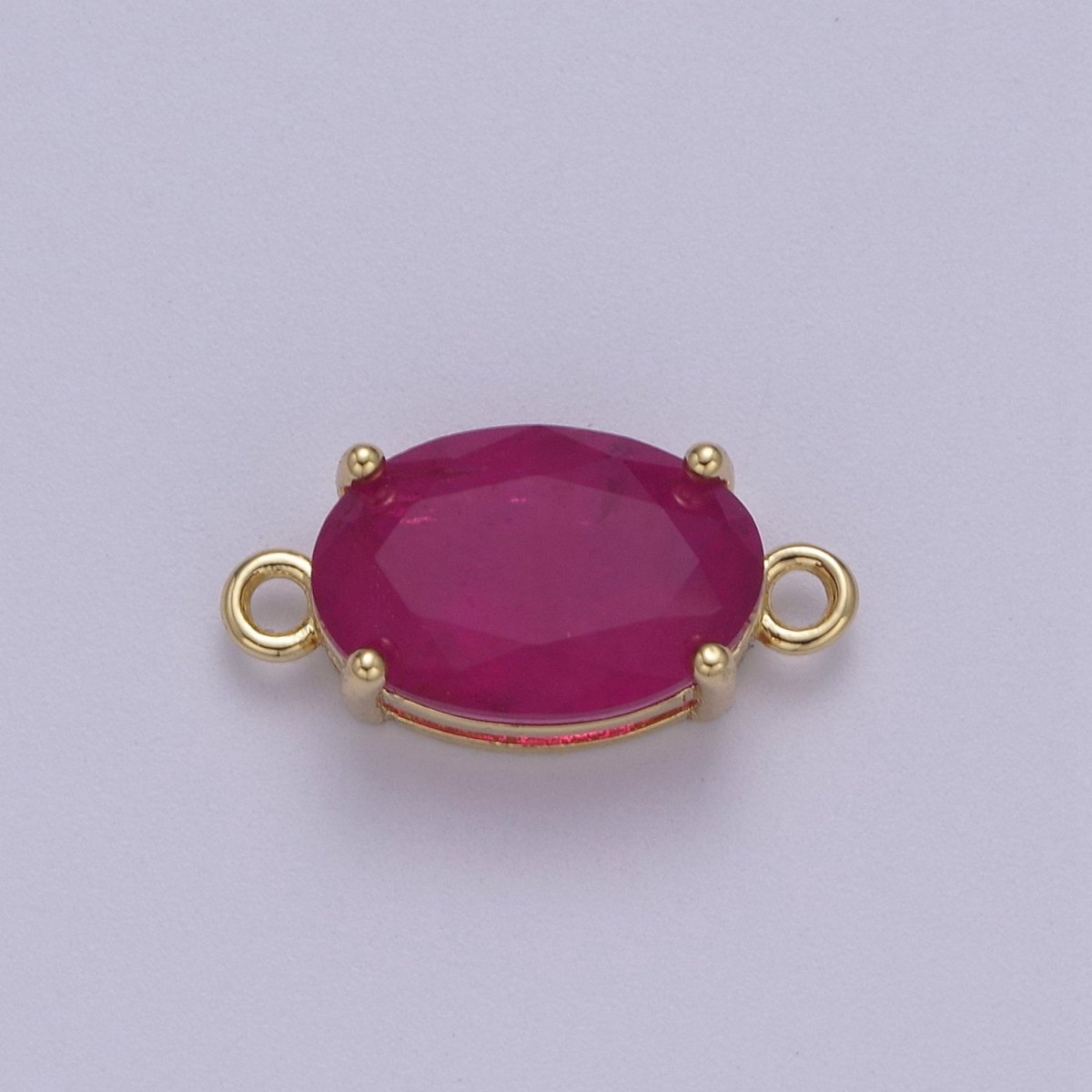 Oval Solitaire CZ Birthstone Charm Connector Geometric Diamond Cut Dainty Cubic Zirconia Connector for Necklace Earring Supply F-661-F-673