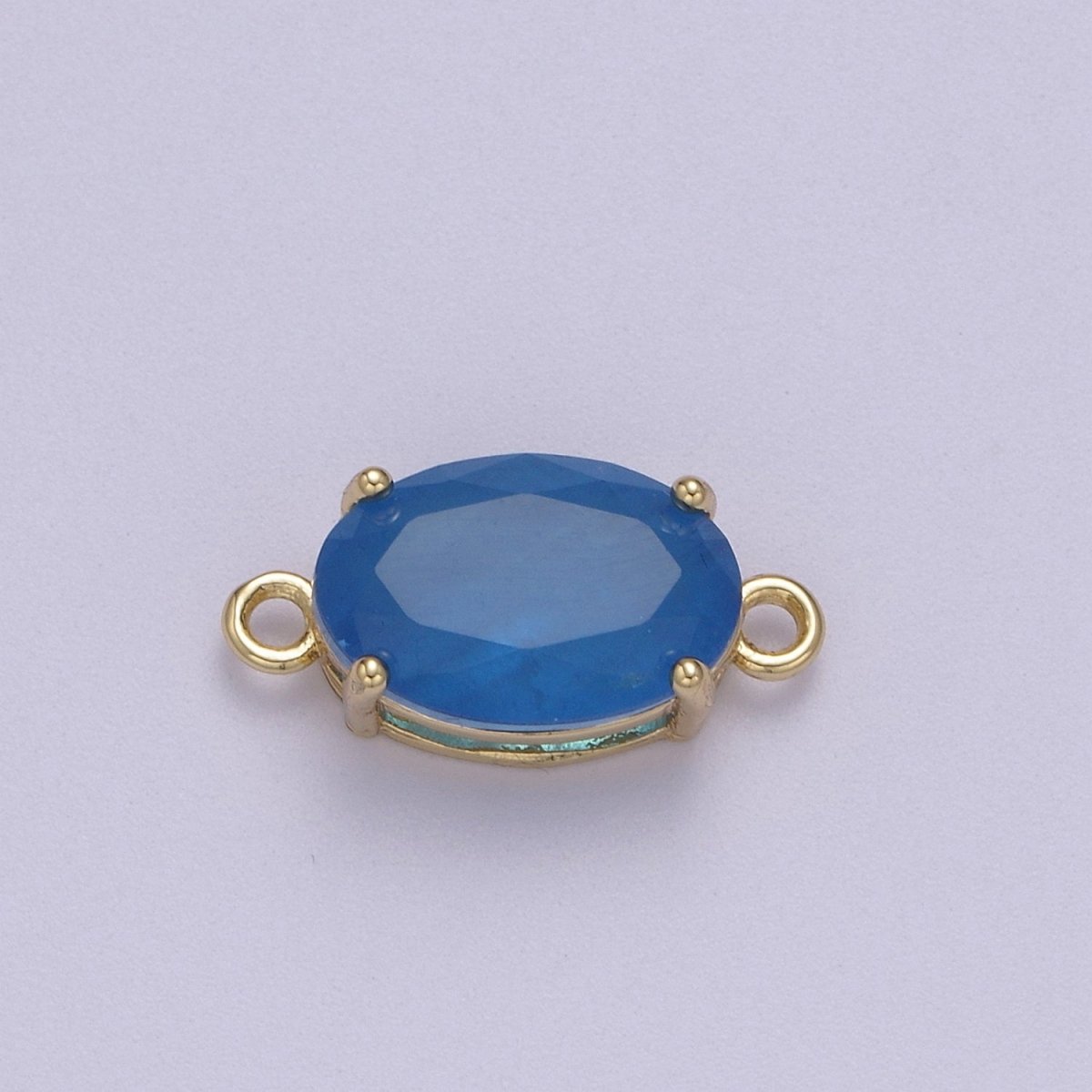 Oval Solitaire CZ Birthstone Charm Connector Geometric Diamond Cut Dainty Cubic Zirconia Connector for Necklace Earring Supply F-661-F-673