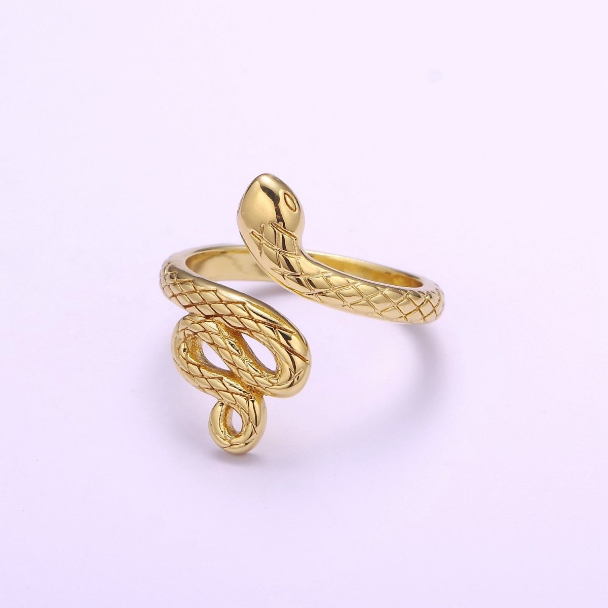 Overstock 3D Gold snake ring, serpent ring, Statement ring, Gold Open Snake Ring, Twist ring, Stackable ring, Animal ring US Size 5 O-321