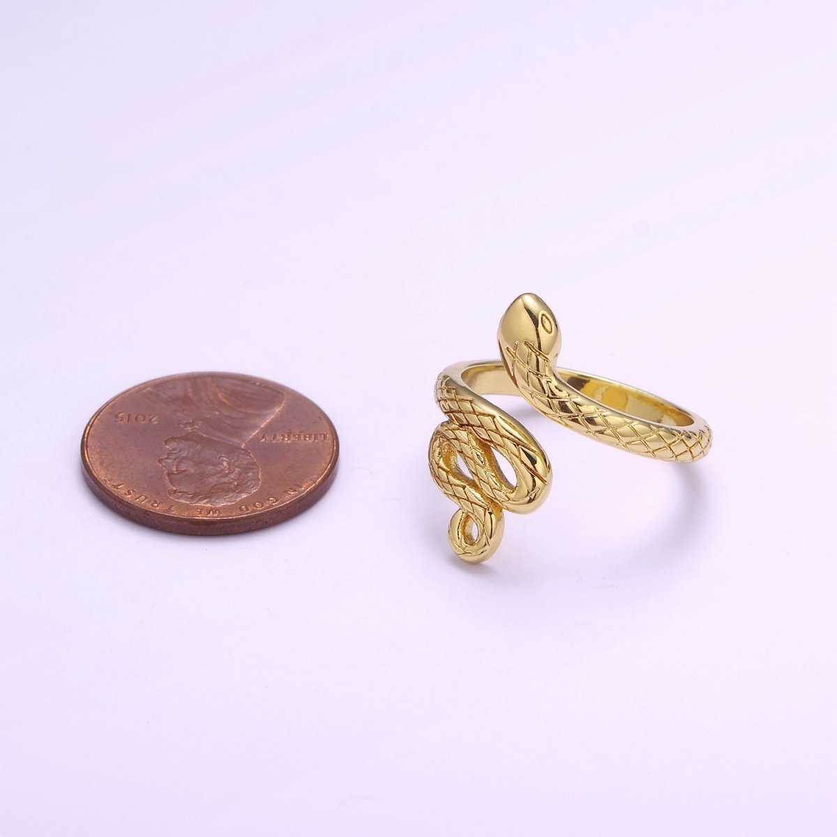 Overstock 3D Gold snake ring, serpent ring, Statement ring, Gold Open Snake Ring, Twist ring, Stackable ring, Animal ring US Size 5 O-321