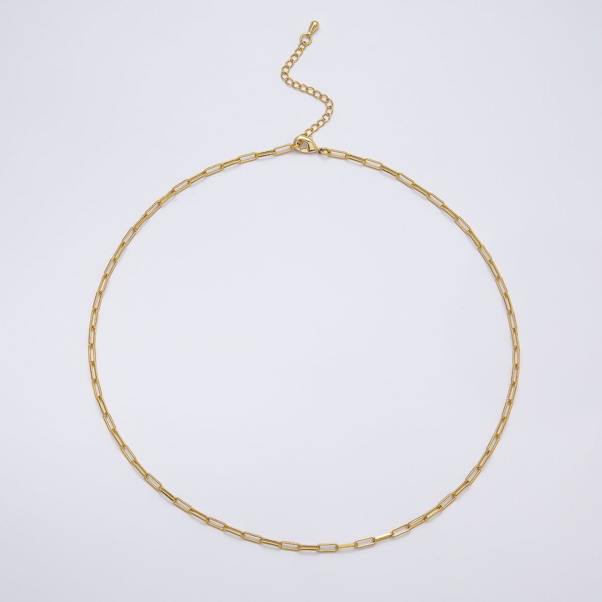 16K Gold Filled 2.5mm Minimalist Paperclip Chain 16 Inch, 18 Inch, 20 Inch Necklace | WA-04039 ~ WA-04041