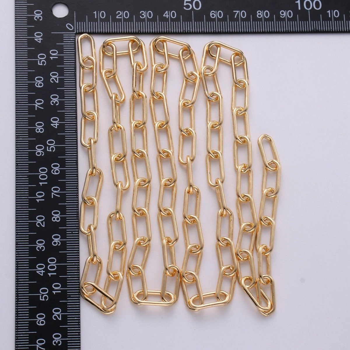 Paperclip Chain Necklace, 16K Gold Filled Paper Clip Chain 7.5x16.5mm, Nickel Free Unfinished Link Chain | ROLL-272 Clearance Pricing