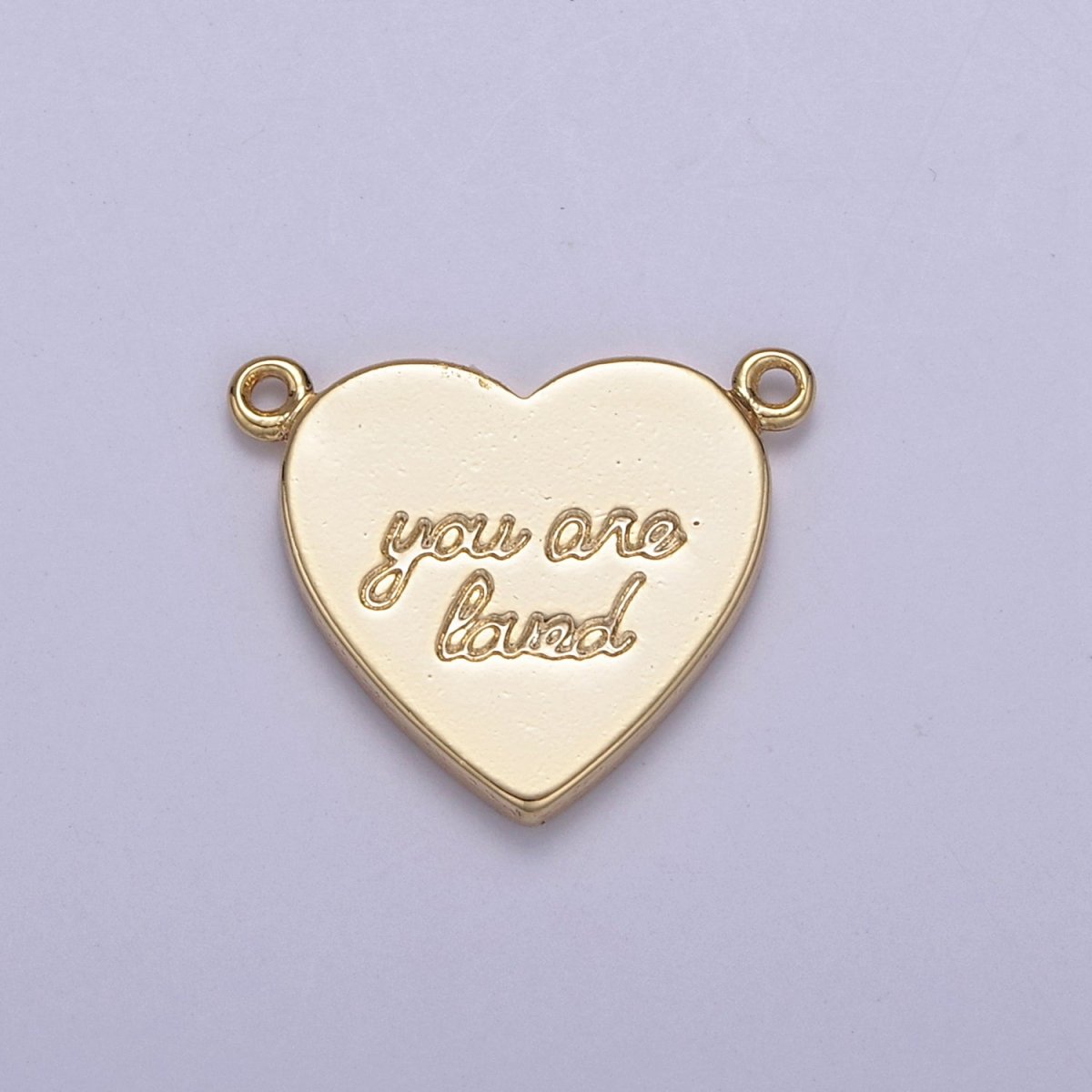 Pink Enamel Heart Charm Connector with You are Loved for Valentine Jewelry Making Supply F-814