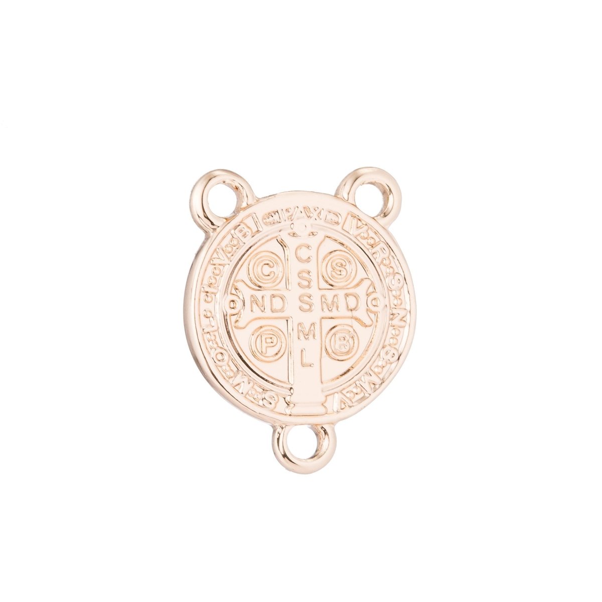 Pink Gold Rosary Medal Metal Part, Double Sided, Cross, Rosary Making Supply, Necklace Pendant, Findings for Jewelry Making F-202