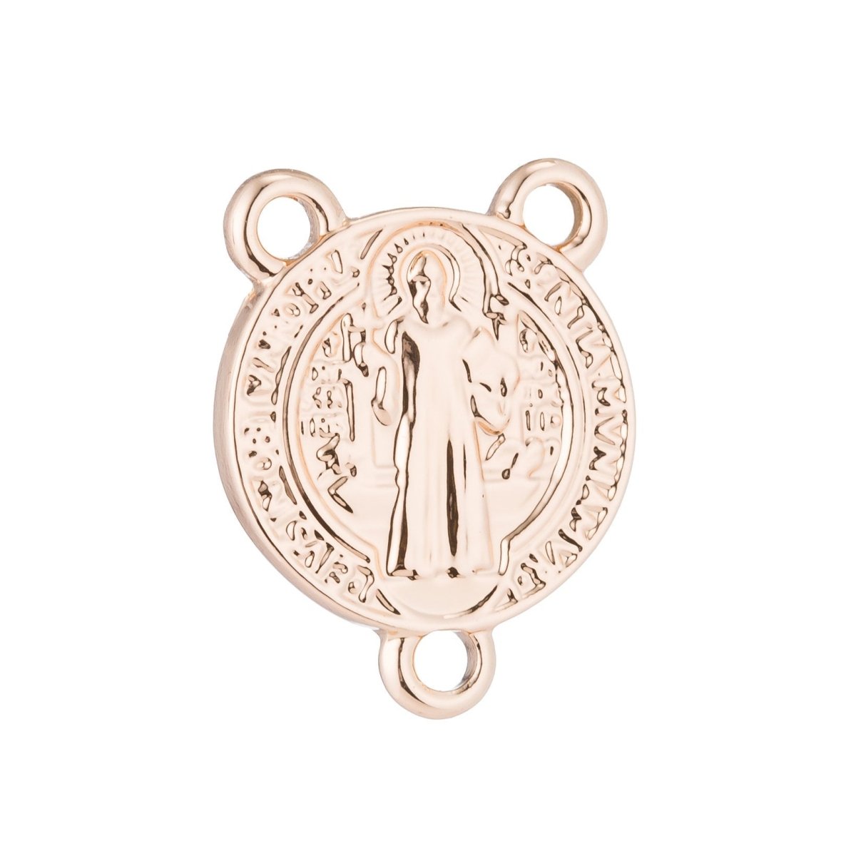 Pink Gold Rosary Medal Metal Part, Double Sided, Cross, Rosary Making Supply, Necklace Pendant, Findings for Jewelry Making F-202