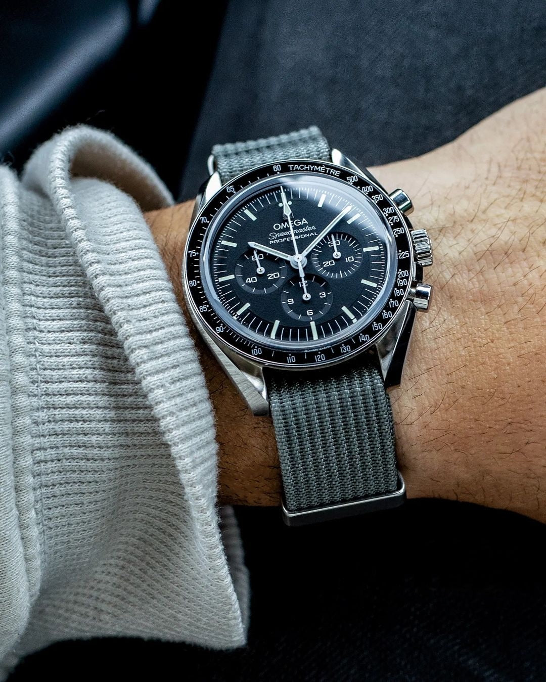 Charcoal Grey Woven Nylon Strap 20mm