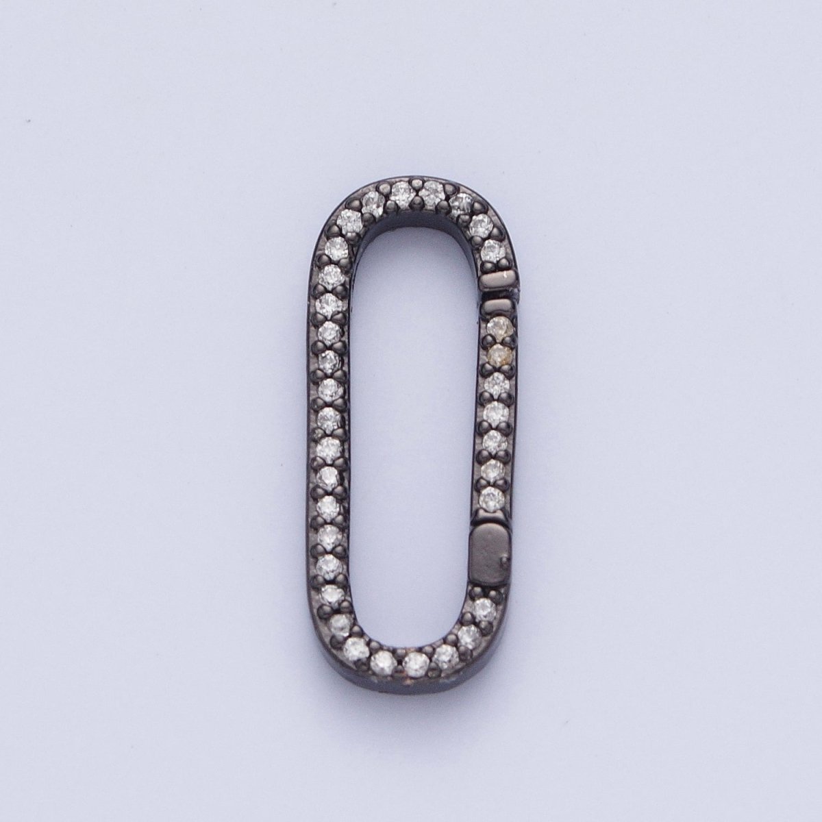 Push Gate Ring Gold Filled Micro Pace CZ Long Oval Spring Gate Clasps For DIY Jewelry Making in Gold, Silver, Rose Gold, Black L-854 L-855 L-856 L-857
