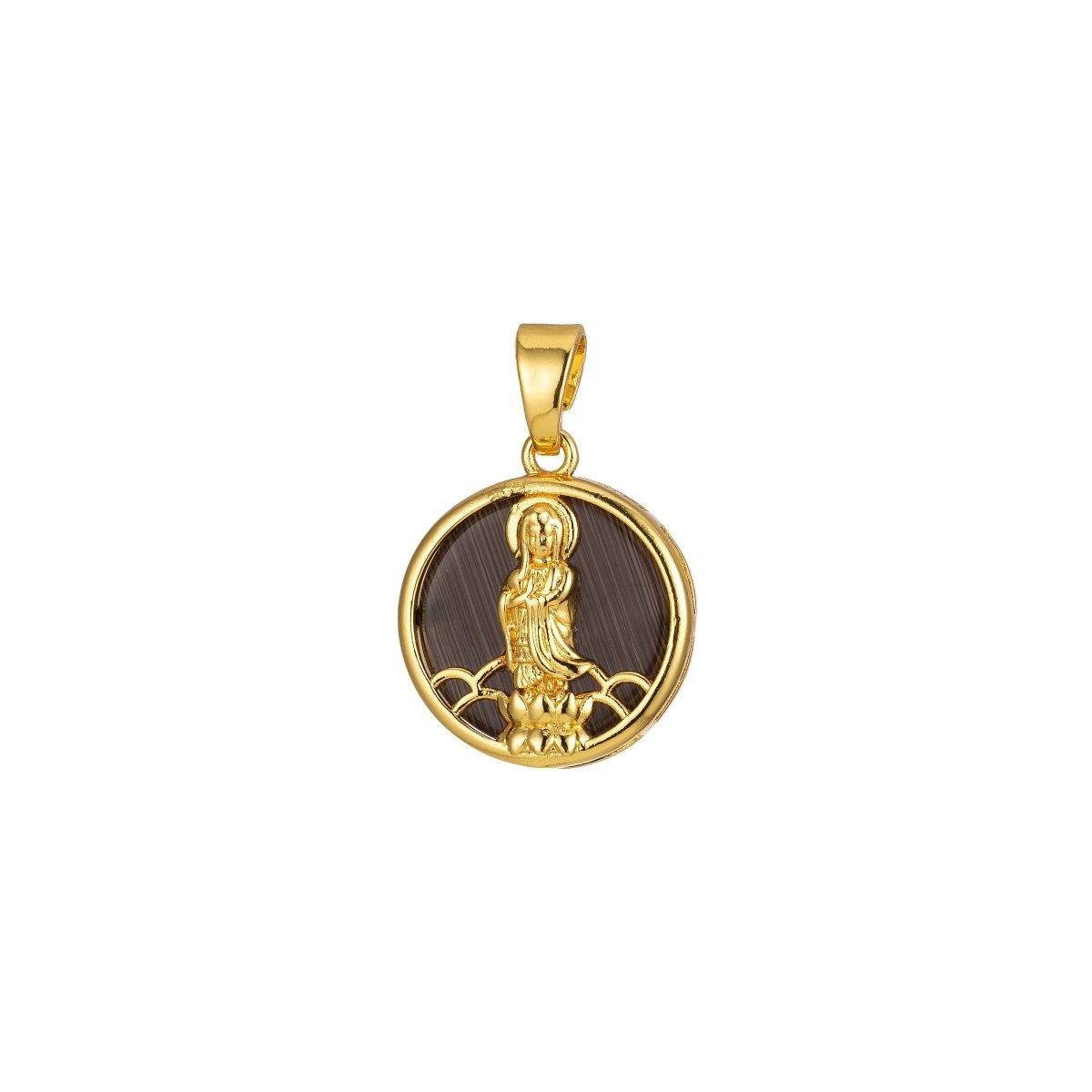 14K Gold Filled Quan Yin Pendant Buddha Kuan Yin Dainty Round Religious Pendant | J296 - J300