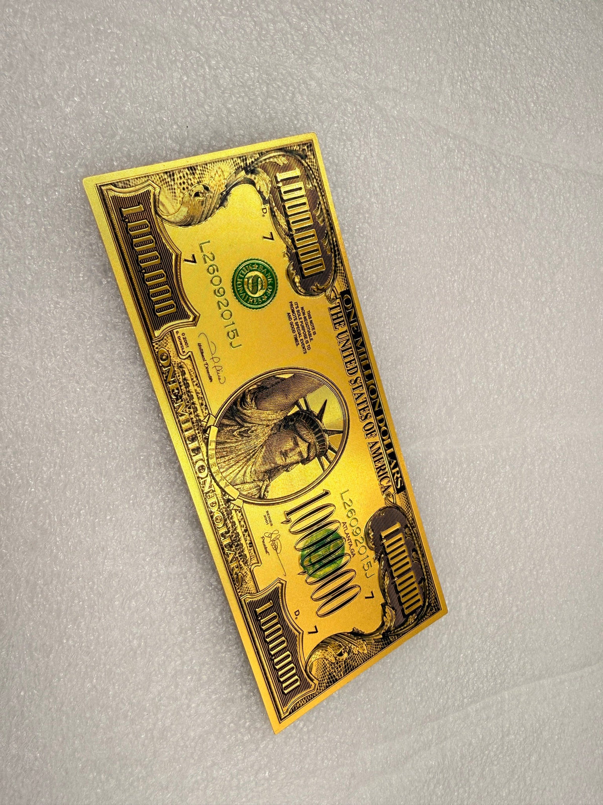 Gold Million Dollar Bill