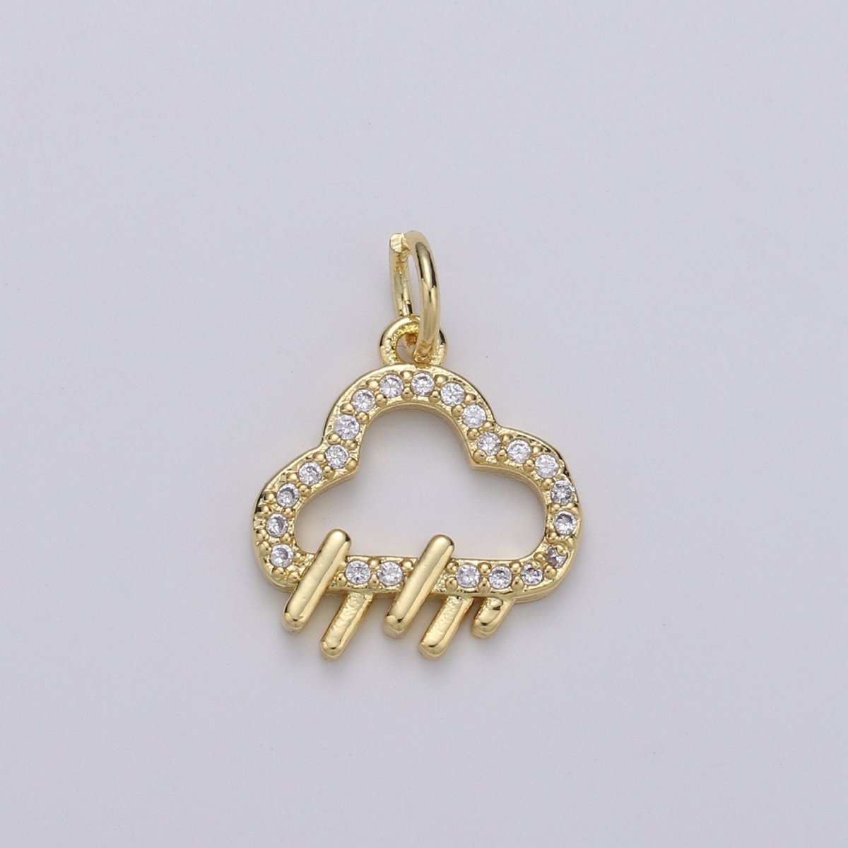 Raindrop 24K Gold Filled Micro Pave CZ Charm Hanger Micro Cubic Charm Rainy, Cloudy, Storm Pendant Bracelet Necklace Supply D-759
