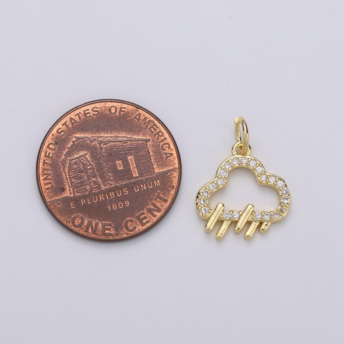 Raindrop 24K Gold Filled Micro Pave CZ Charm Hanger Micro Cubic Charm Rainy, Cloudy, Storm Pendant Bracelet Necklace Supply D-759