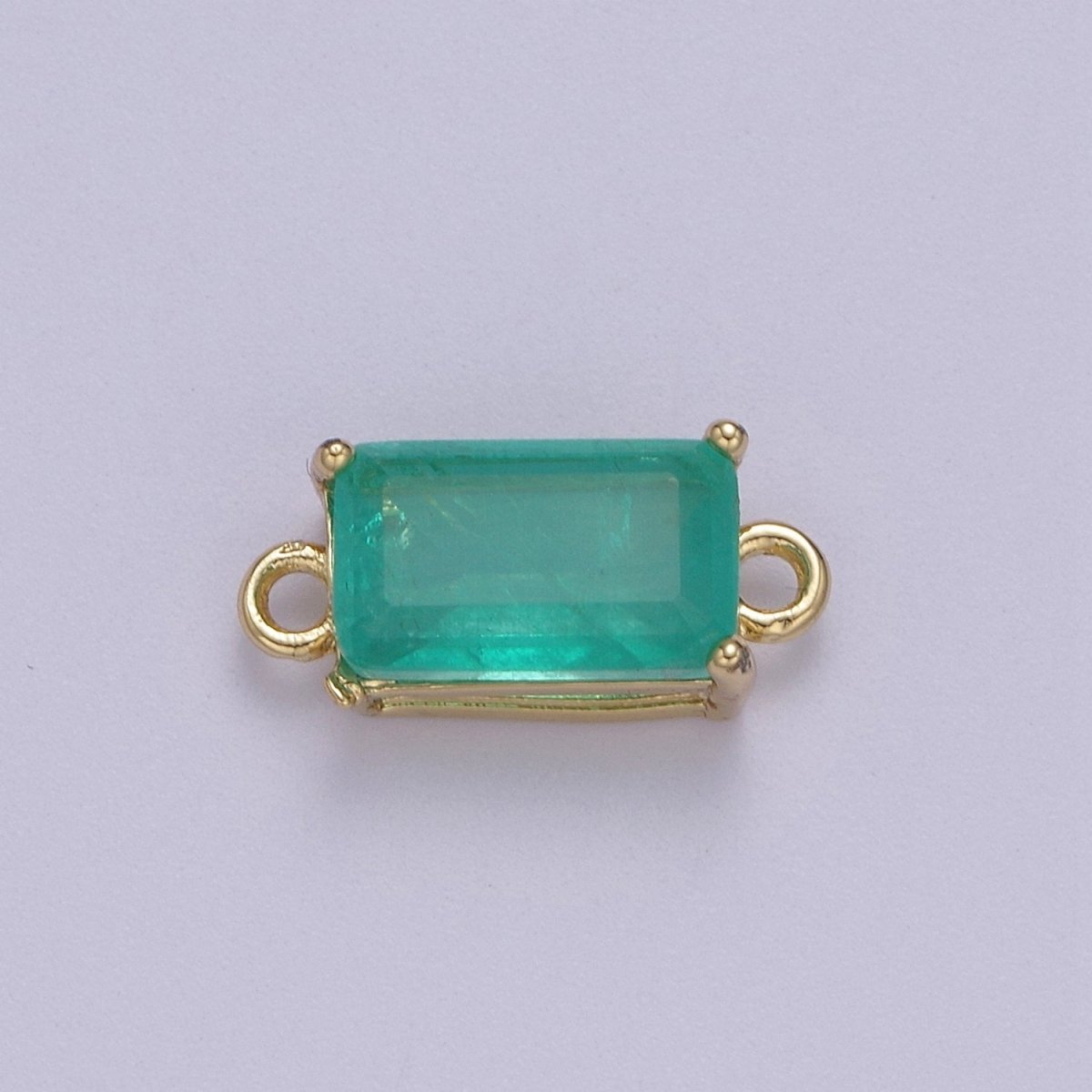 Rectangle Solitaire CZ Birthstone Charm Connector Geometric Diamond Cut Dainty Cubic Zirconia Connector for Necklace Earring Supply F-709~F-720