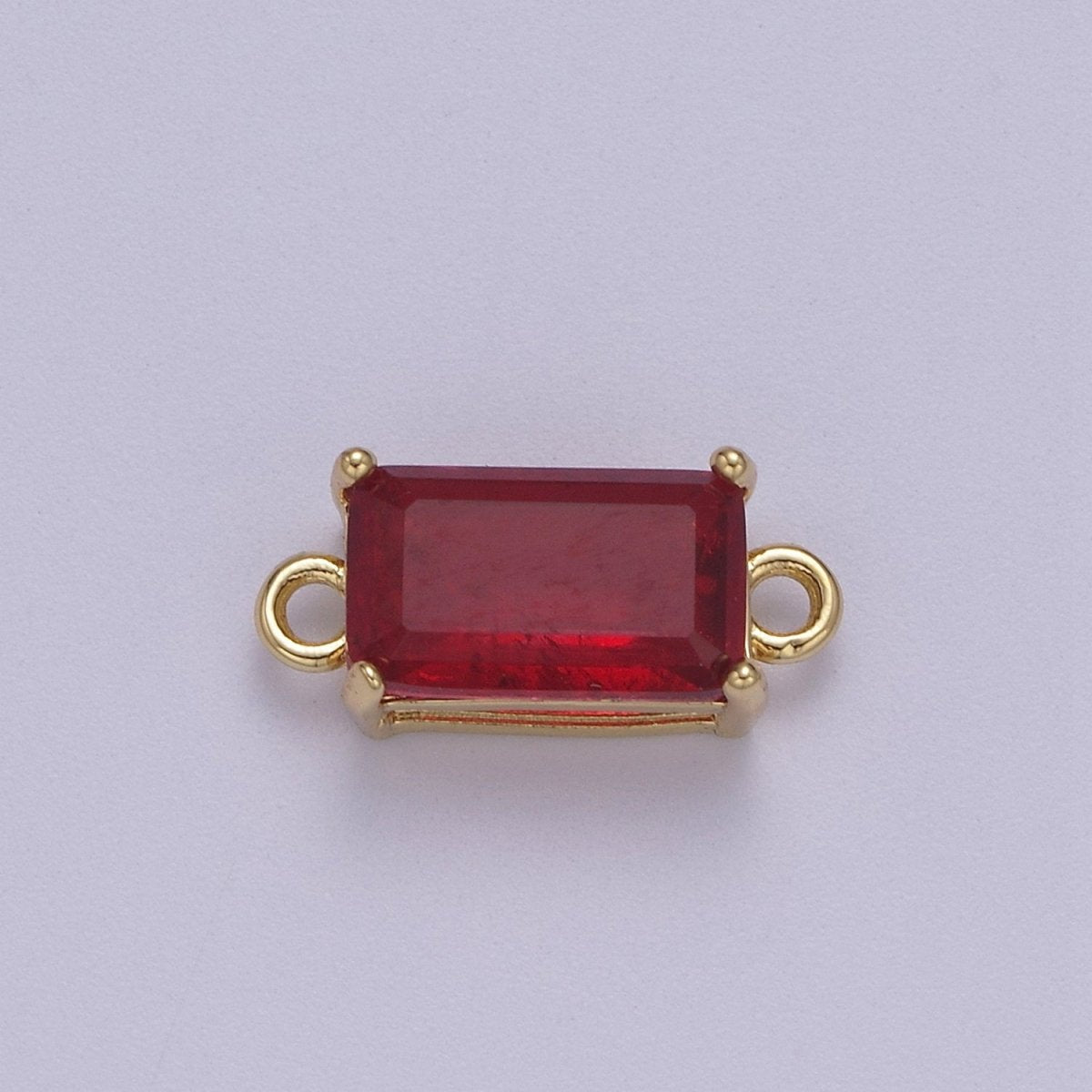 Rectangle Solitaire CZ Birthstone Charm Connector Geometric Diamond Cut Dainty Cubic Zirconia Connector for Necklace Earring Supply F-709~F-720