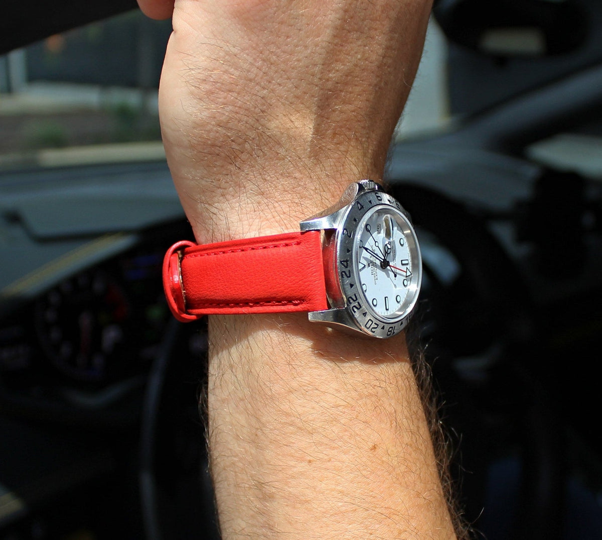 Strawberry Red Italian Calf Leather Watch Strap 20mm