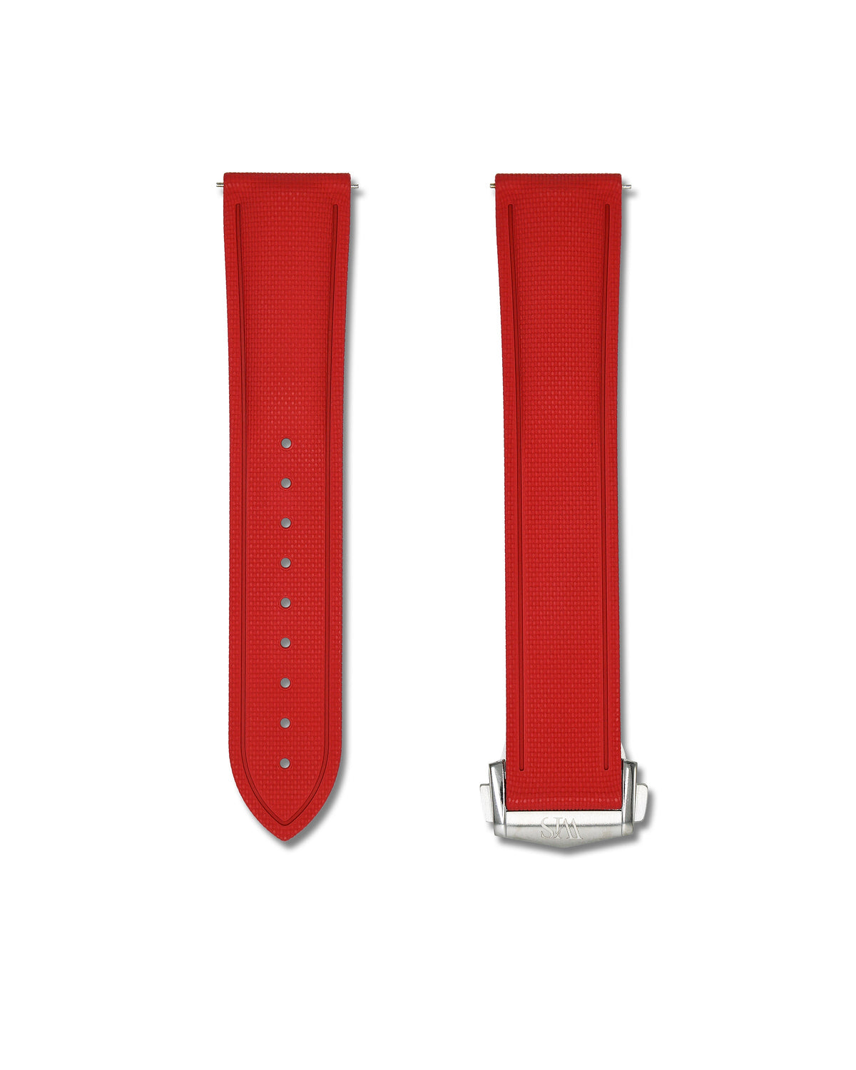 Scarlet Red Deployant Clasp Quick Release Rubber Sailcloth Strap 21mm