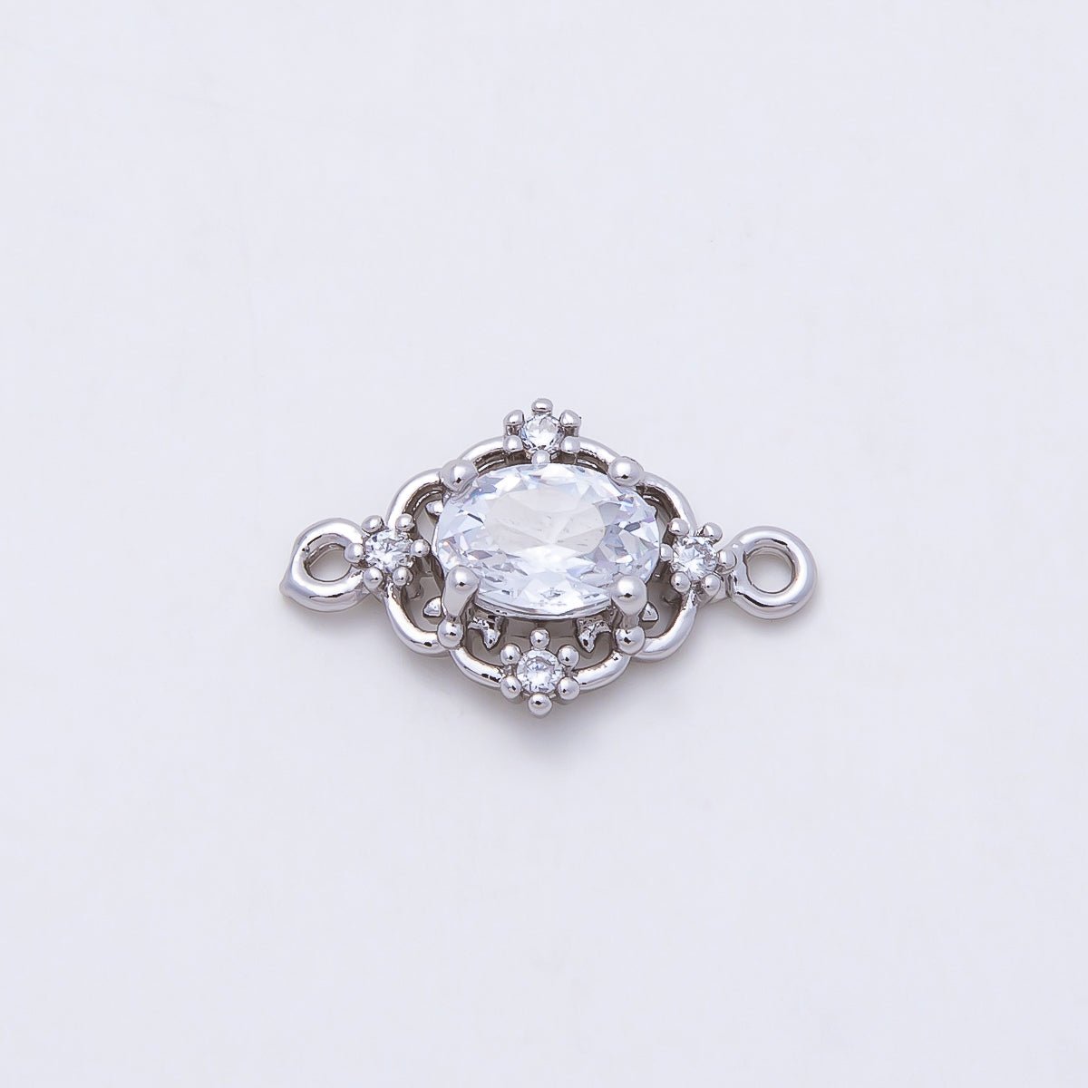 Rhodium Plated 17mm Clear, Pink, Purple CZ Artisan Connector | Connectors-00021 - Connectors-00023