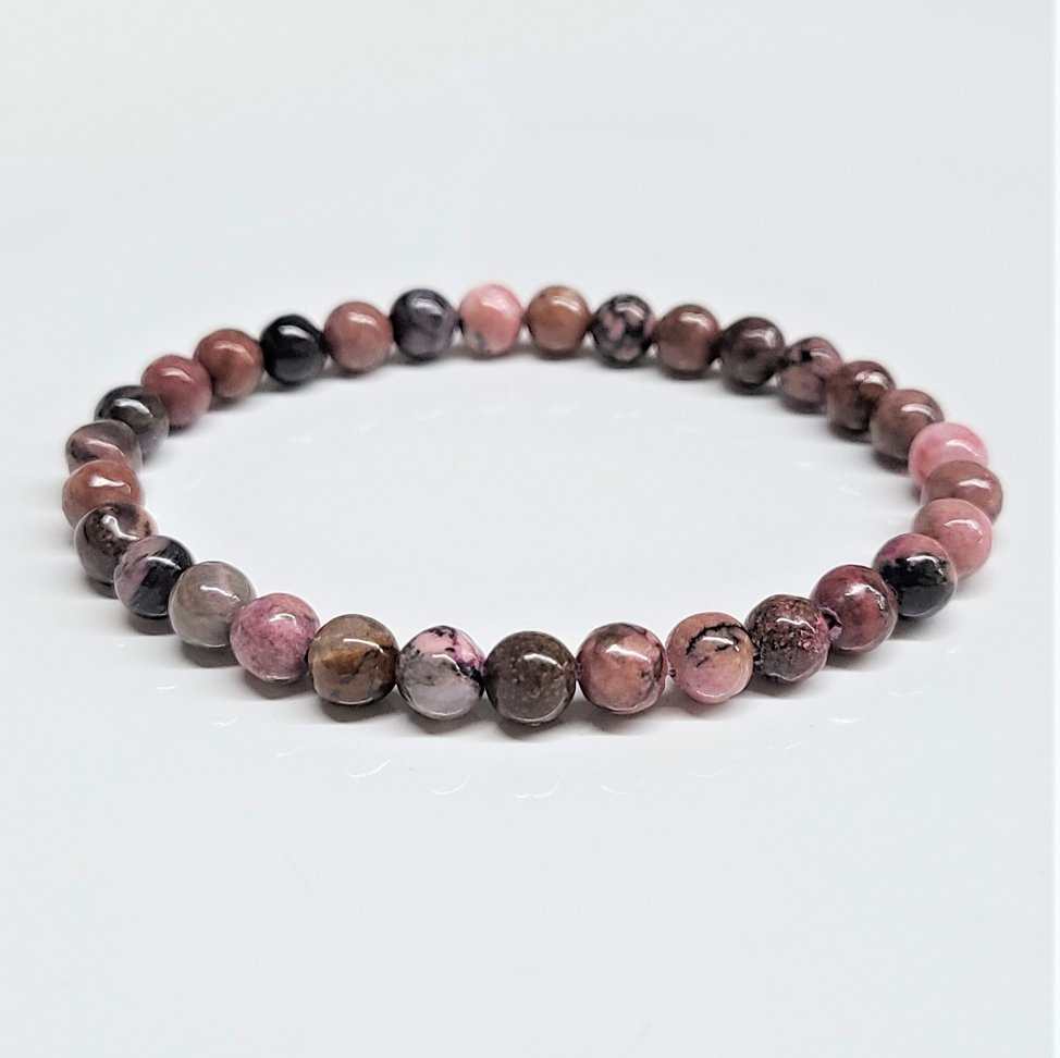 Rhodonite Round Bead Bracelet - Stone of Self Acceptance
