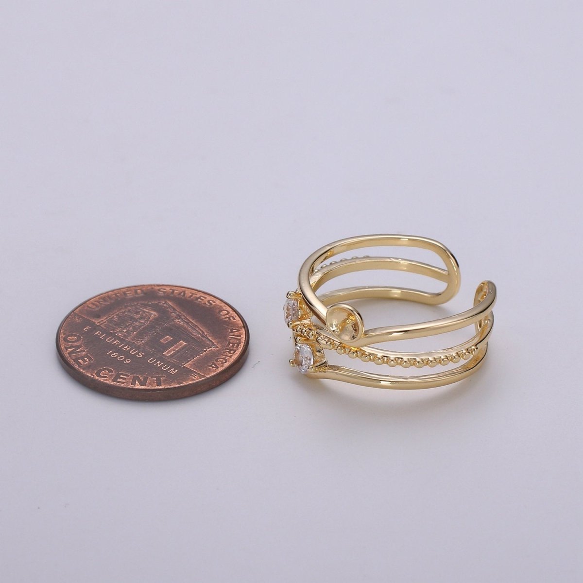 Ring Setting, Gold Ring Accessories, Pearl Ring Empty Holder, Jewelry DIY, Jewelry Making, Ring Base, Minimalist Ring Supply, K-869