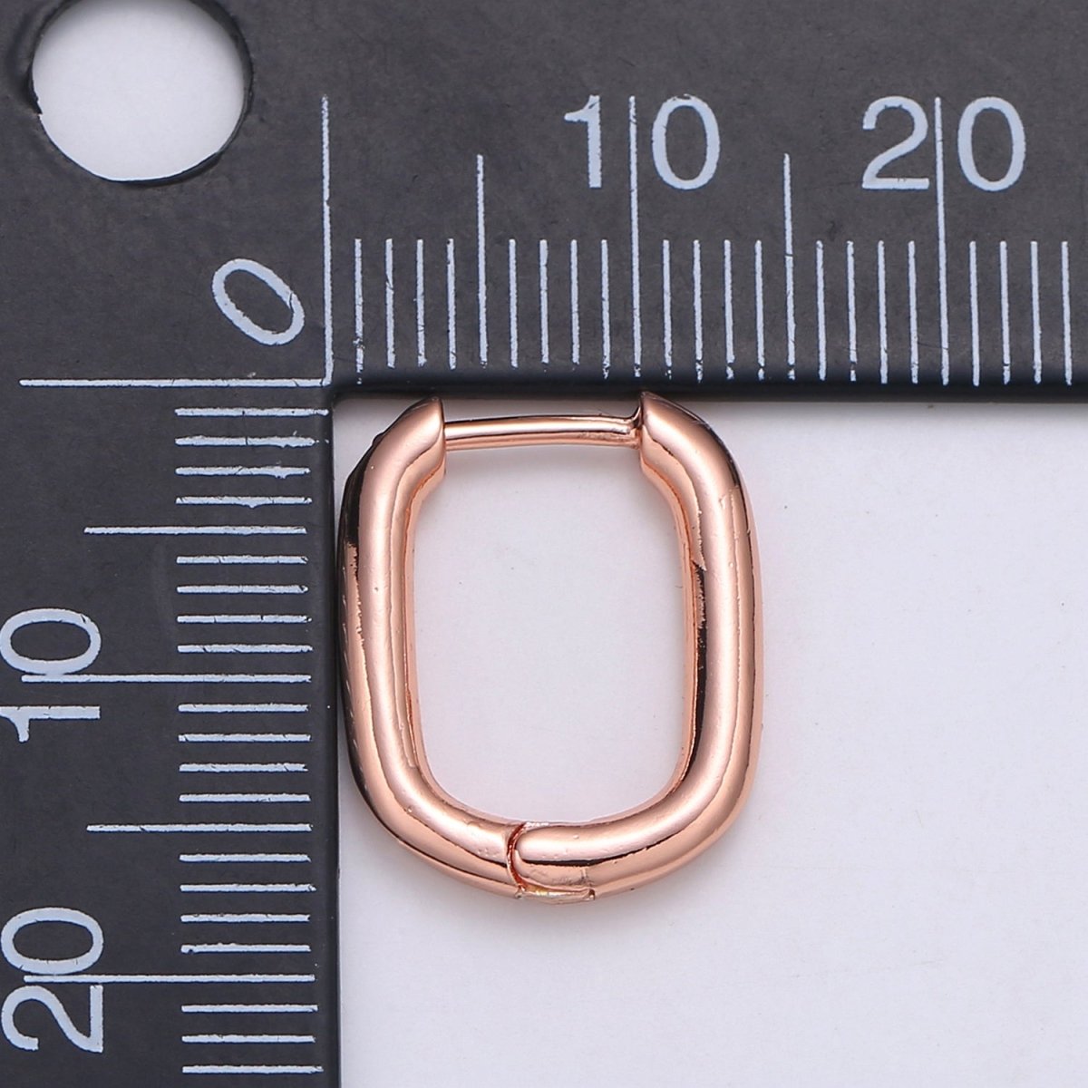 Rose Gold huggie Hoop Earrings - U-shaped hoops - Silver hinged snap closure Black Hoop Q-442 - Q-444