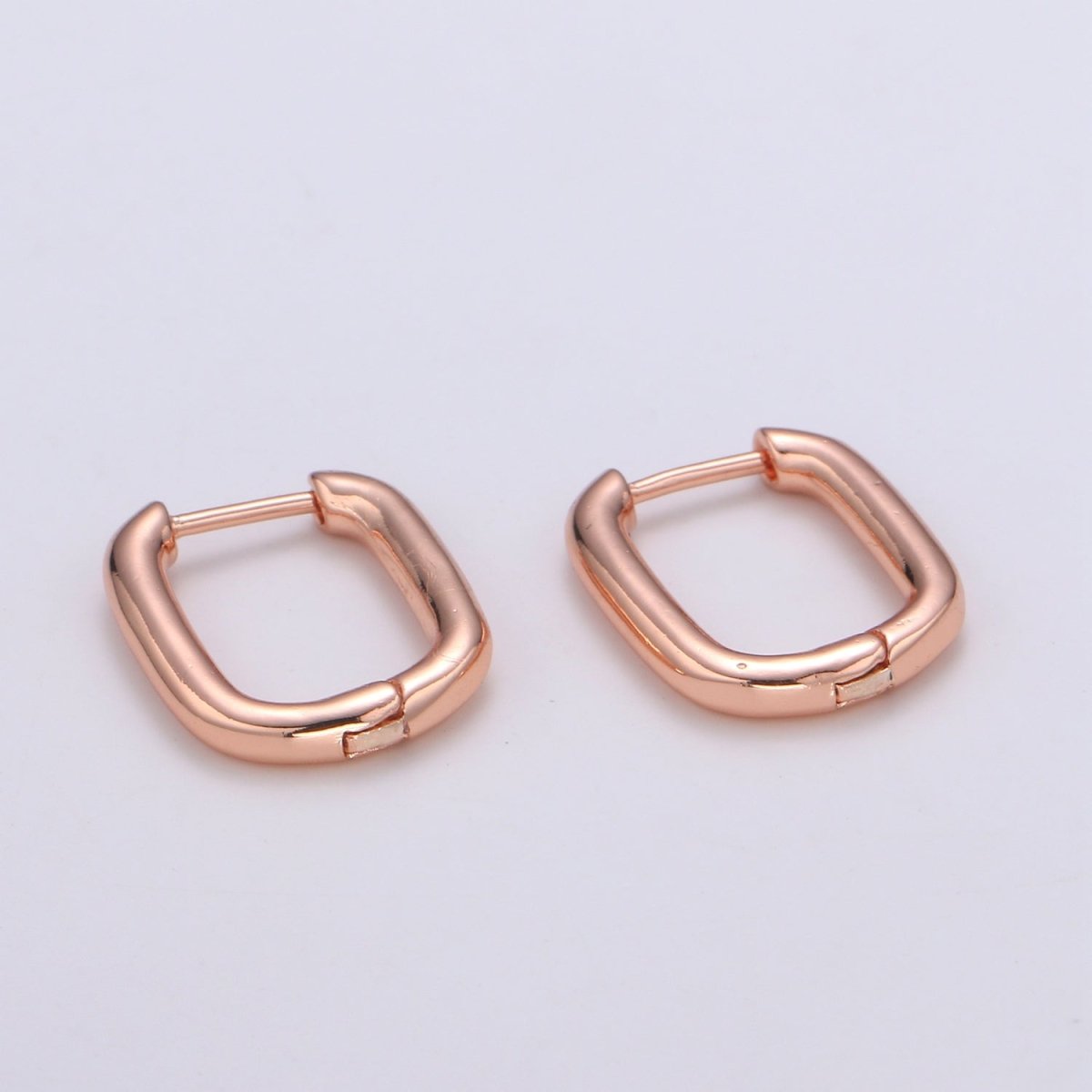 Rose Gold huggie Hoop Earrings - U-shaped hoops - Silver hinged snap closure Black Hoop Q-442 - Q-444