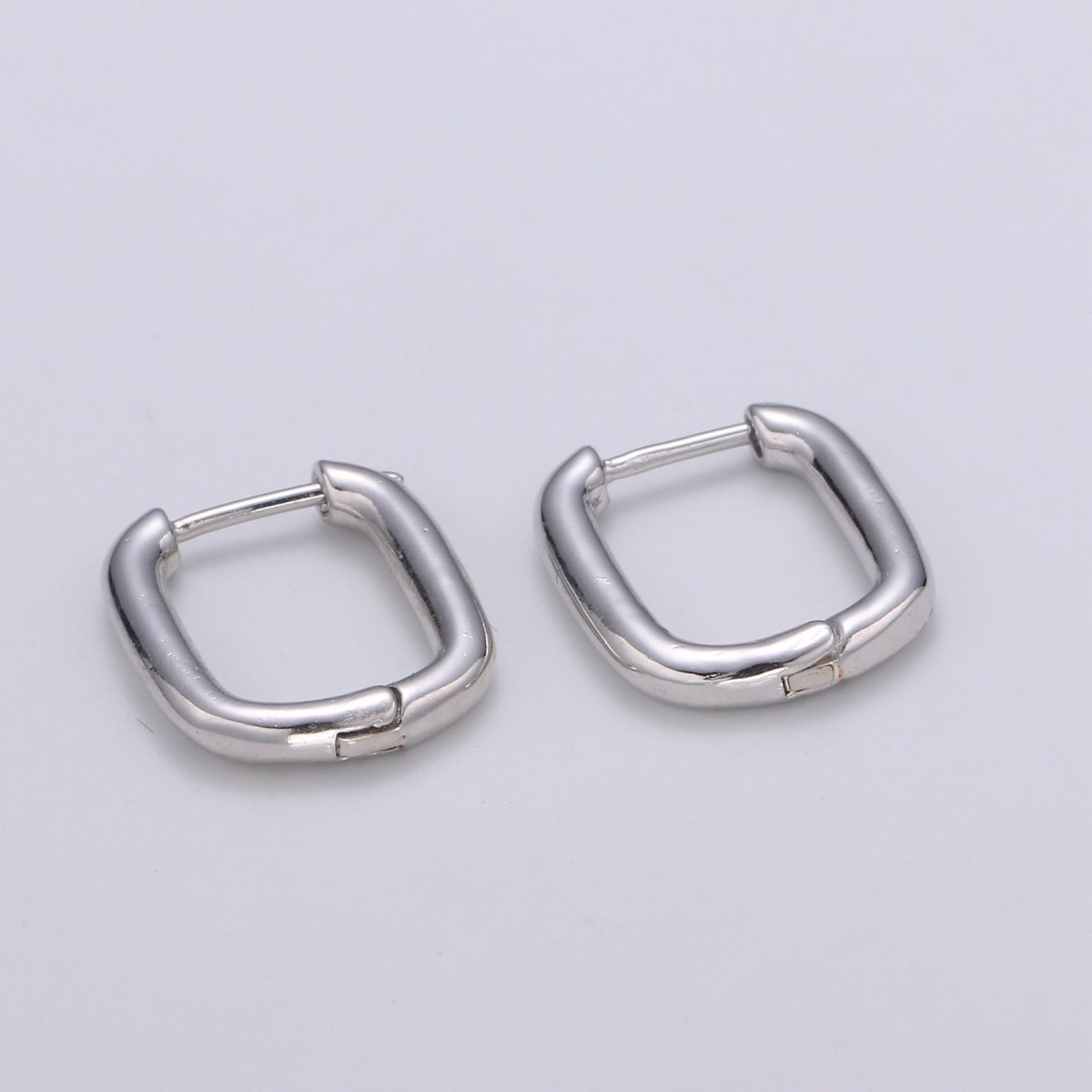 Rose Gold huggie Hoop Earrings - U-shaped hoops - Silver hinged snap closure Black Hoop Q-442 - Q-444
