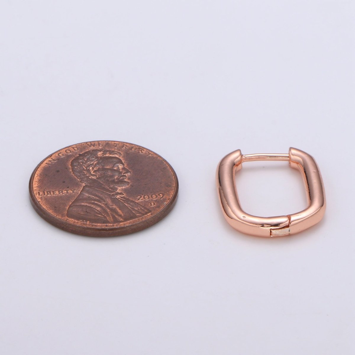 Rose Gold huggie Hoop Earrings - U-shaped hoops - Silver hinged snap closure Black Hoop Q-442 - Q-444