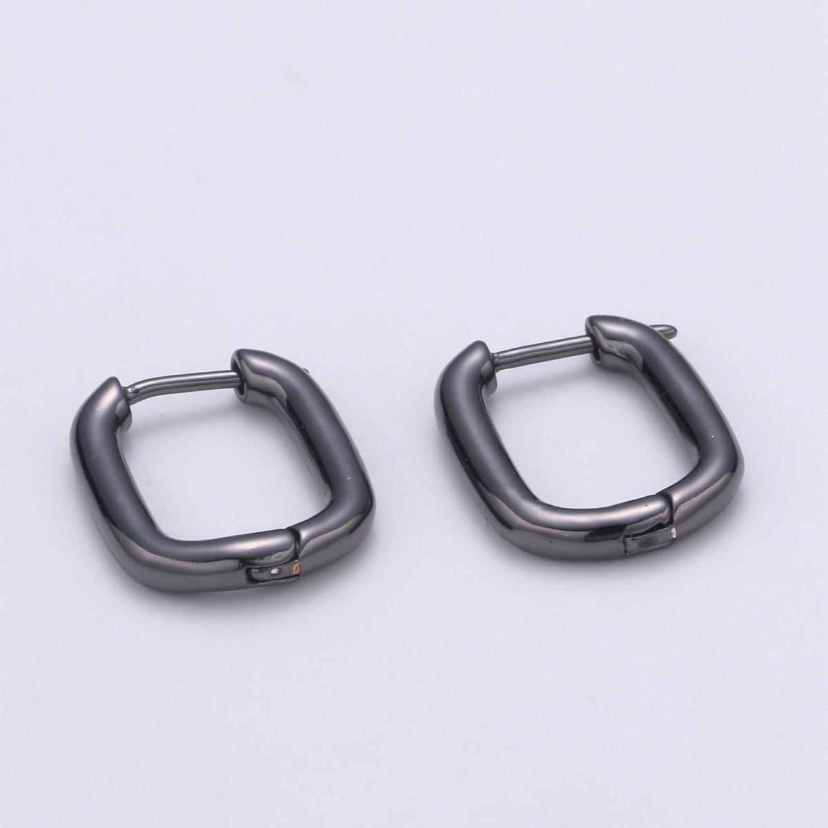 Rose Gold huggie Hoop Earrings - U-shaped hoops - Silver hinged snap closure Black Hoop Q-442 - Q-444