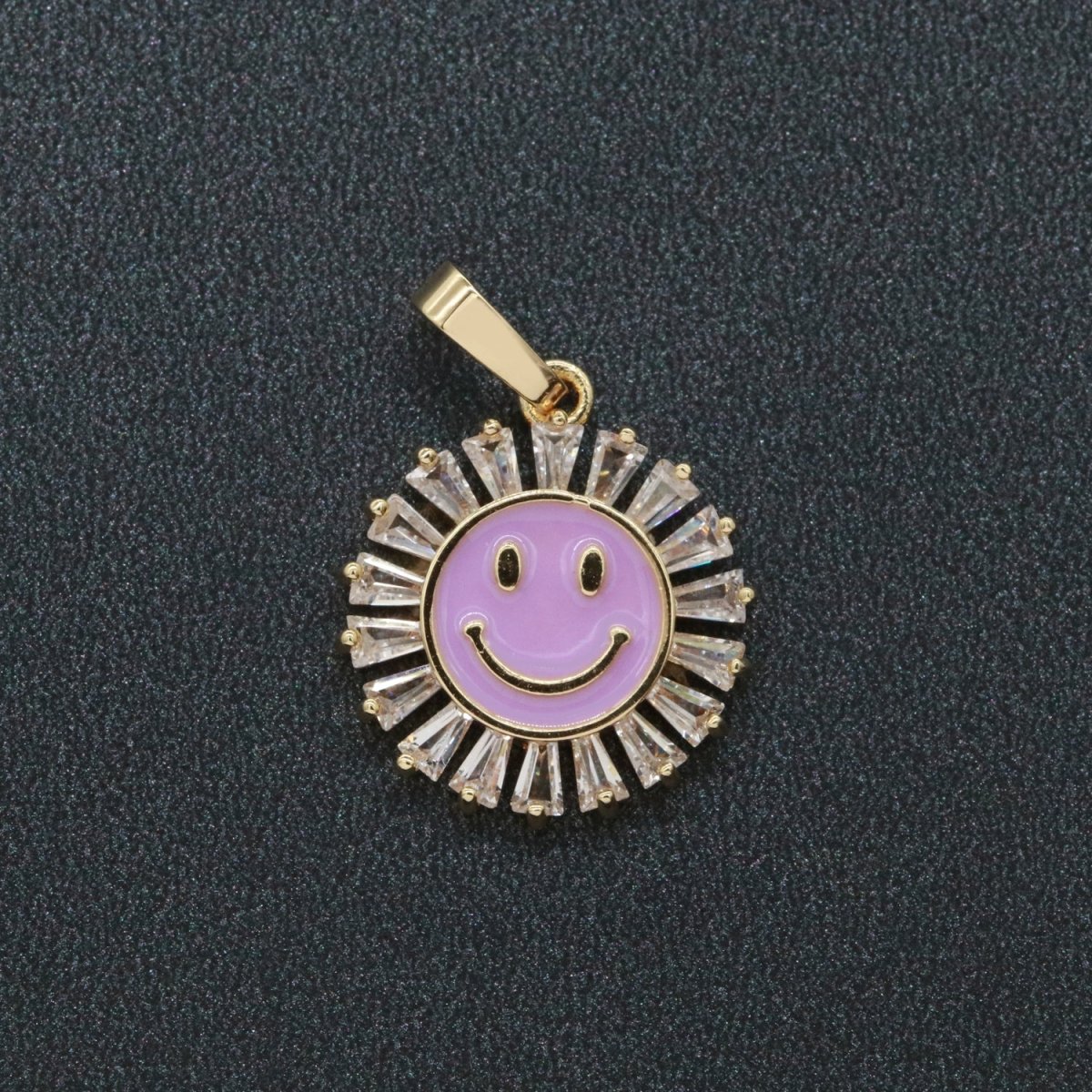 Round Smiley Face Charm Cubic Happy Face Pendant for Necklace Earring Component I-247 I-250 I-252 I-270 I-274