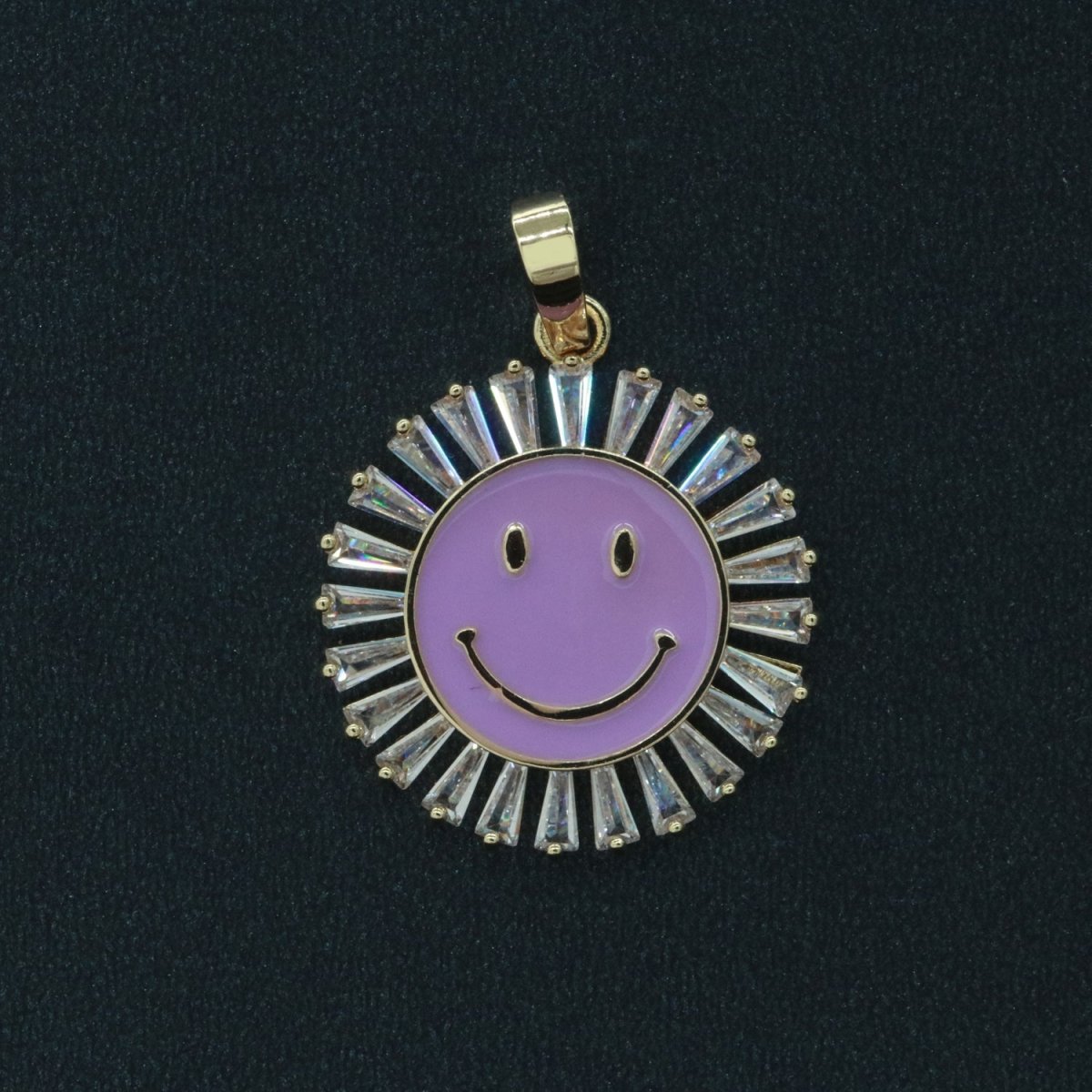 Round Smiley Face Charm Cubic Happy Face Pendant for Necklace Earring Component I-438 I-441 I-443