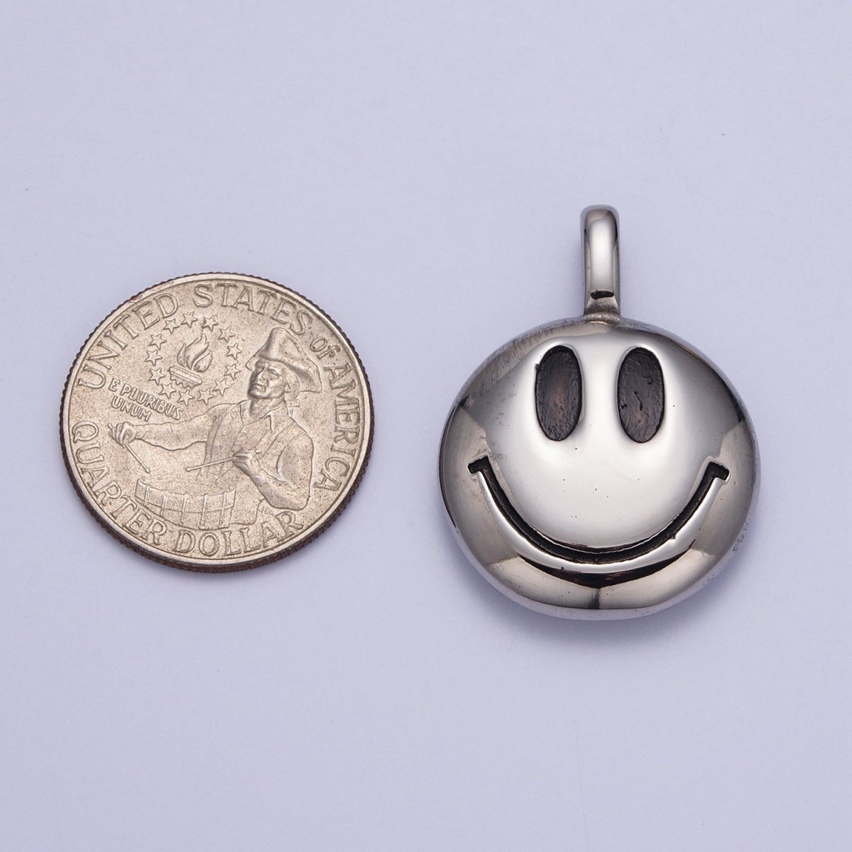 Round Smiley Face Stainless Steel Charm Pendant in Gold & Silver | X-661 X-662