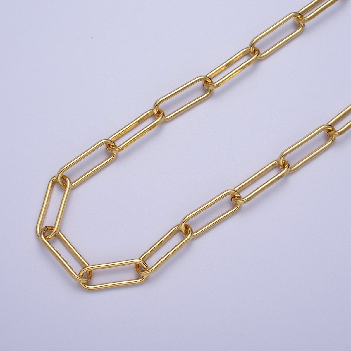 Rounded Paperclip Chain 14K Gold Filled Elongated Chain by Yard, Oval Link Chain Paper Clip Link for DIY Jewelry Making | ROLL-1210