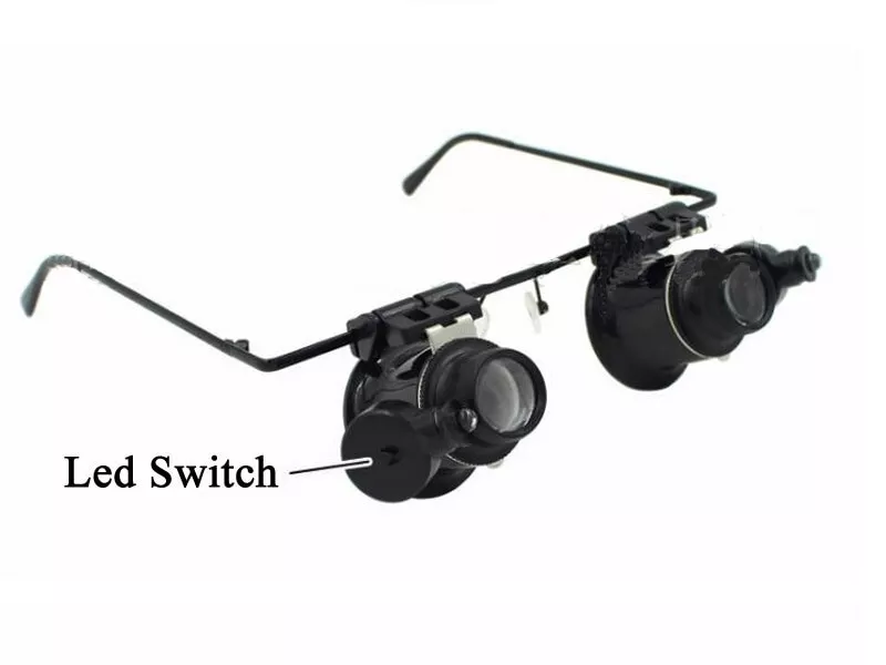 20X LED Lighted Eyeglass Loupe – Dual Magnifying Glasses, Hands-Free Magnifier with Adjustable Lens